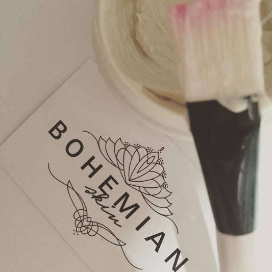 Image of facial brush with Bohemian Skin product on it.